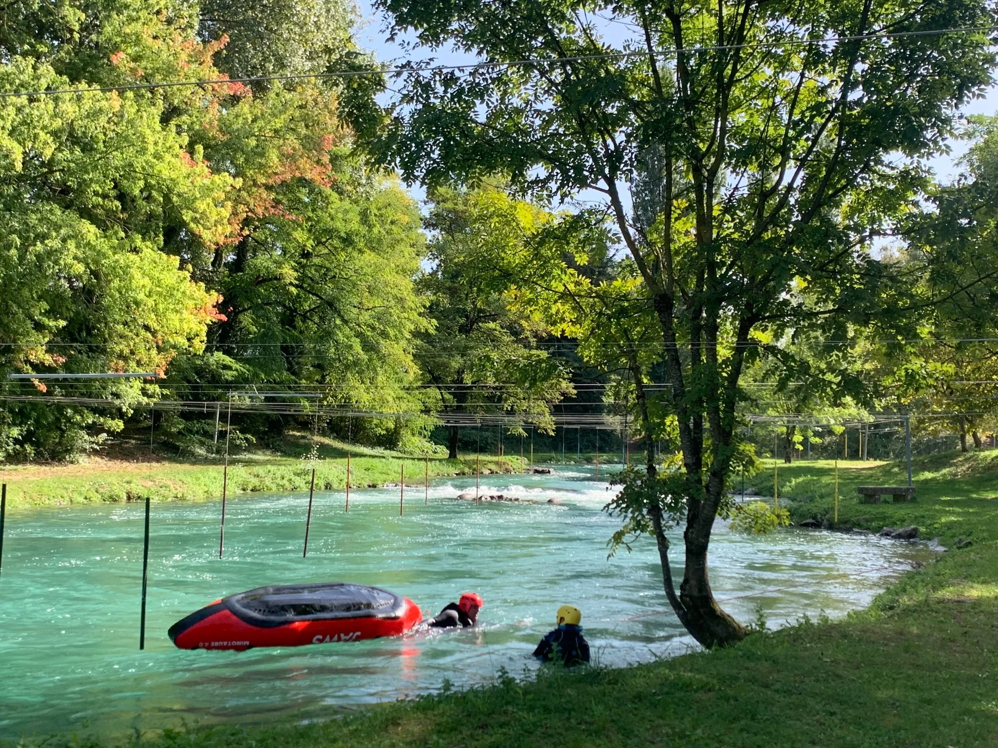 Exercice de sécurité en packraft